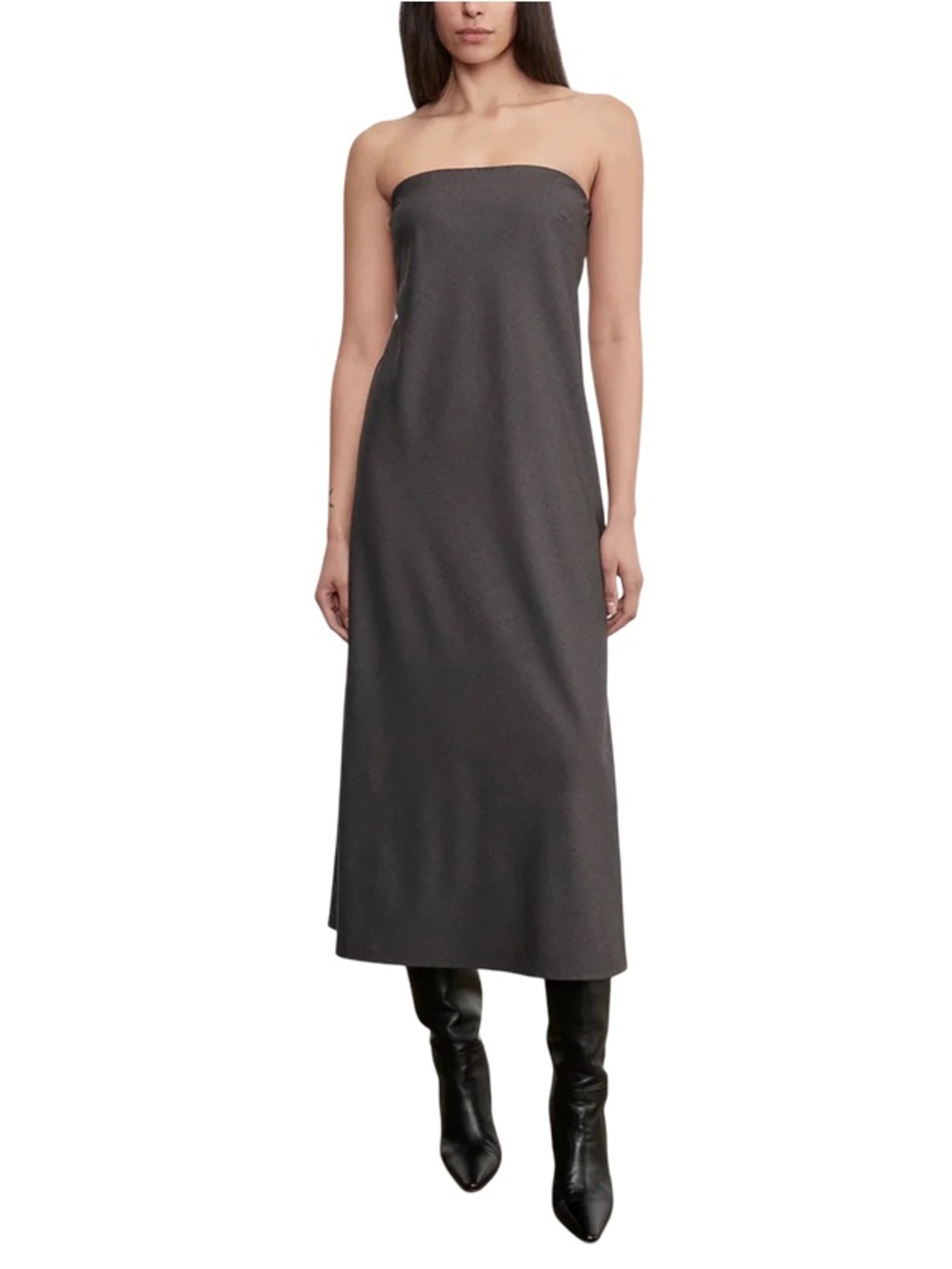 Enza Costa EASY STRAPLESS BIAS
DRESS - CHARCOAL NWOT